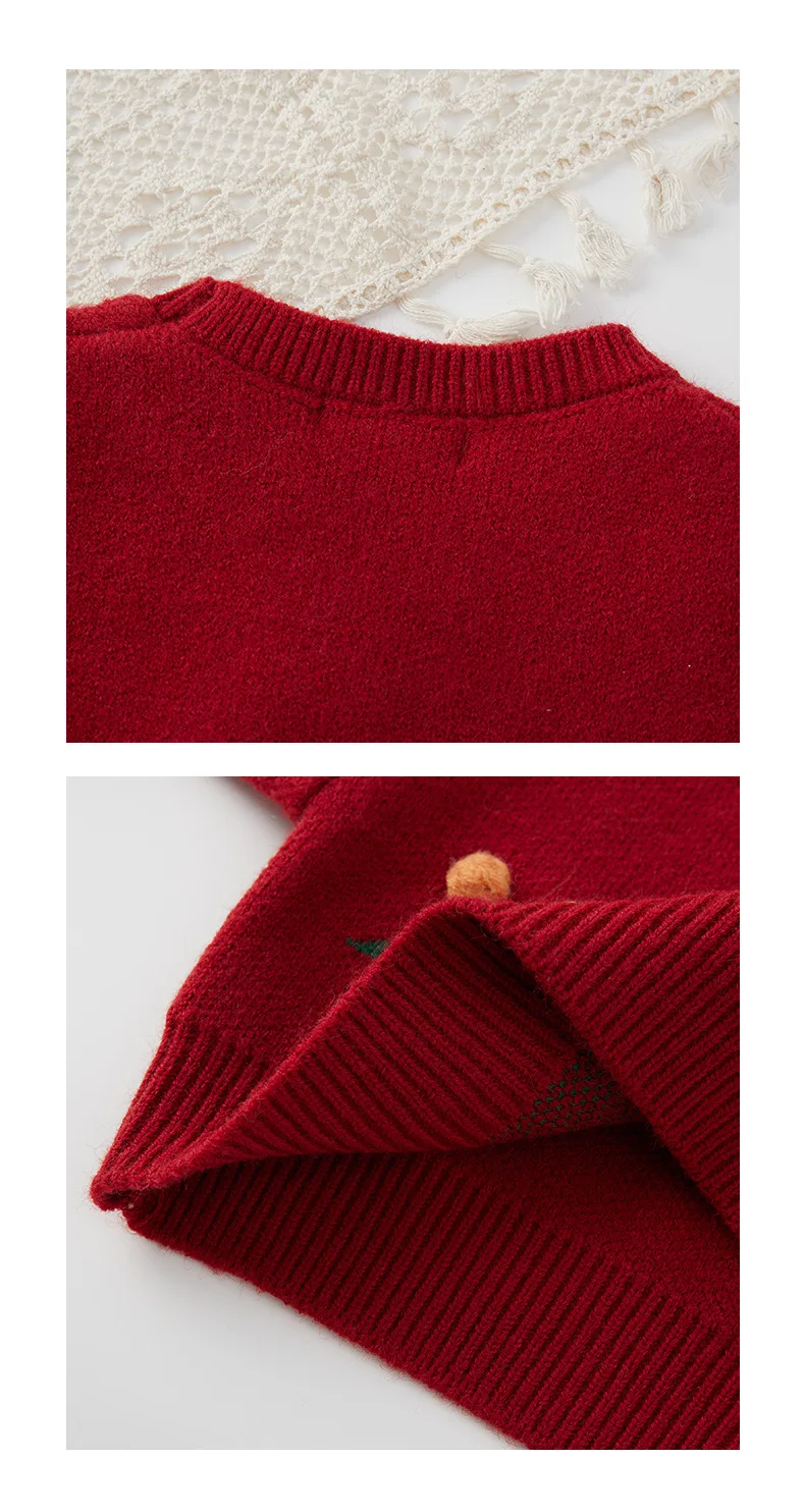 Girl cherry pullover sweater baby wear baby knit organic cotton