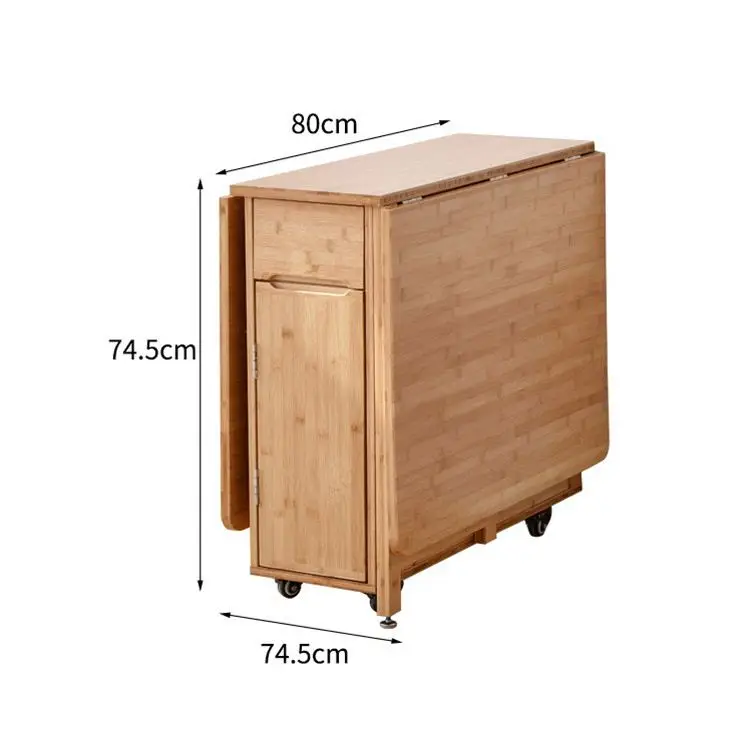 Bamboo Dining Table Foldable Expanding Square and Folding Furniture Dining Table Set