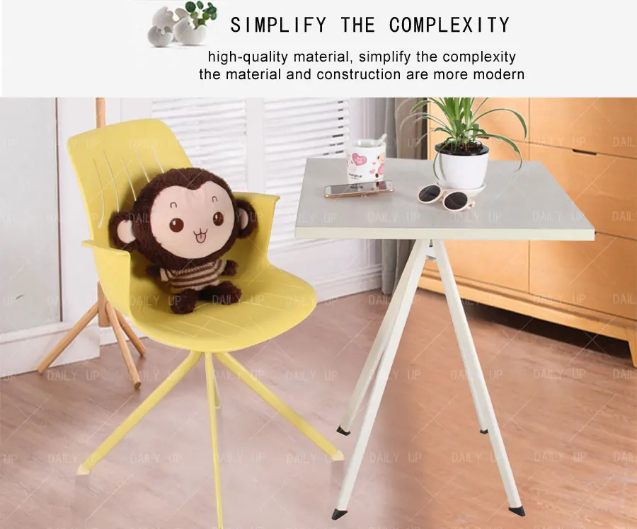 Classic Household Leisure Chair With Plastic Backrest Metal Frame And Curved armrest Bedroom Chair For Reception Kitchen Dining