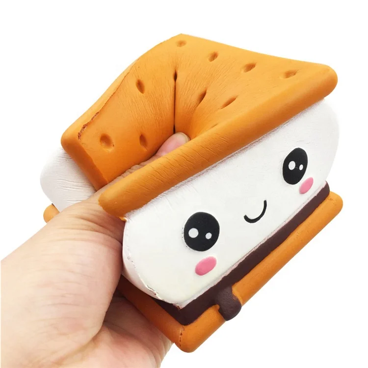 Promotion Anti Stress Release Cartoon Sandwich Biscuit Slow Rising Squishies Simulation Food Wholesale Squishy  Biscuits