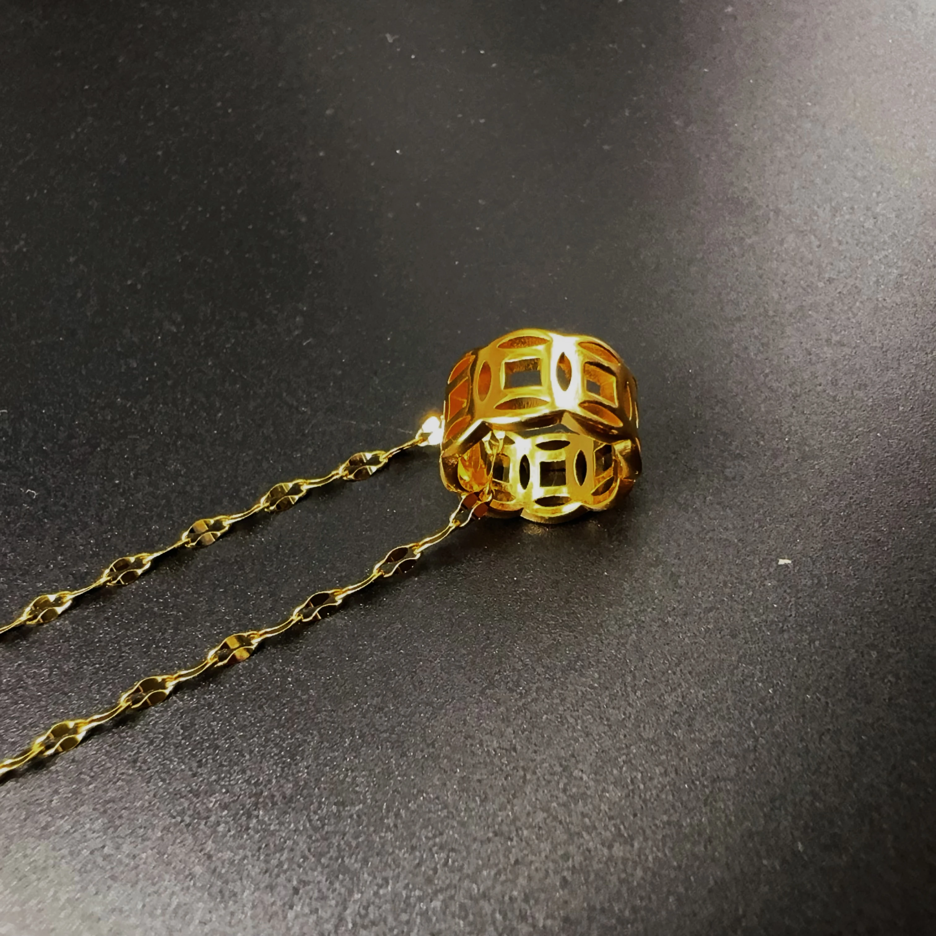 Stainless Steel Money Catcher Pendant - 18K Gold Plated