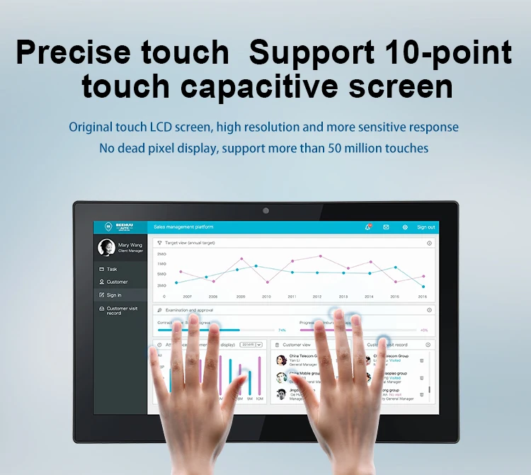 13.3 Inch All-in-One Industrial PC Wall Mount AMD Quad Core 2+16/4+16 IPS1920x1080 Full HD Capacitive Touch Screen