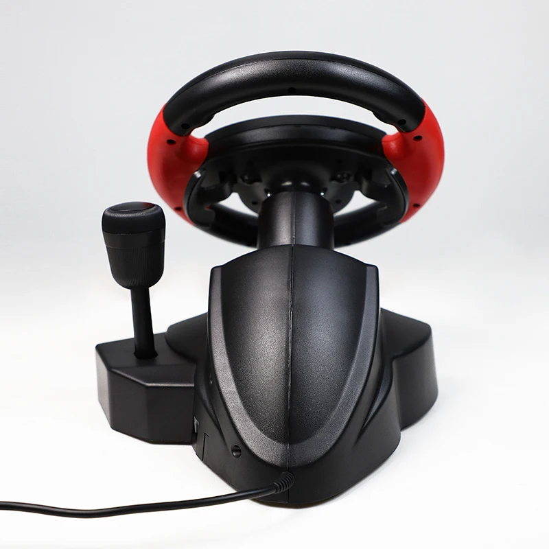 Black and Red 3 in 1 Manual an Hand Brake Volante Y Pedal Car Racing Driving Game Steering Wheel Joystick Set for Pc PS2 PS3 Kit