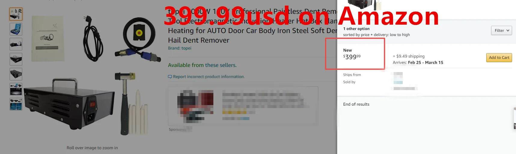 110/220V Induction Paint less Dent Remover Auto 1000W Car Iron Body Soft Dent Removal Machine for Hail Damage Repair