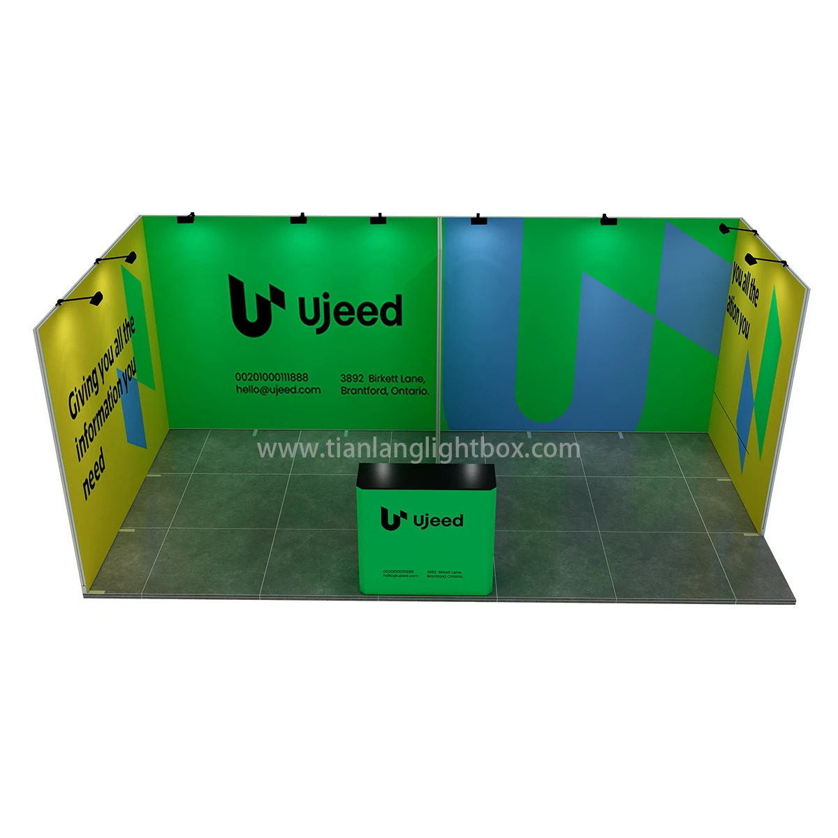 Single side tension fabric graphic 3x6 exhibition display backdrop modular aluminum 10x20 trade show booth portable to carry