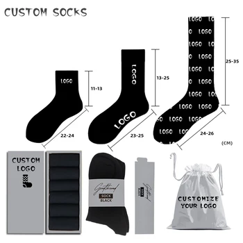 OEM Socks Custom Logo Embroidered Funny Ankle Crew Novelty Cotton Socks Packaging Sets Designer Unisex Womens Custom Men Socks
