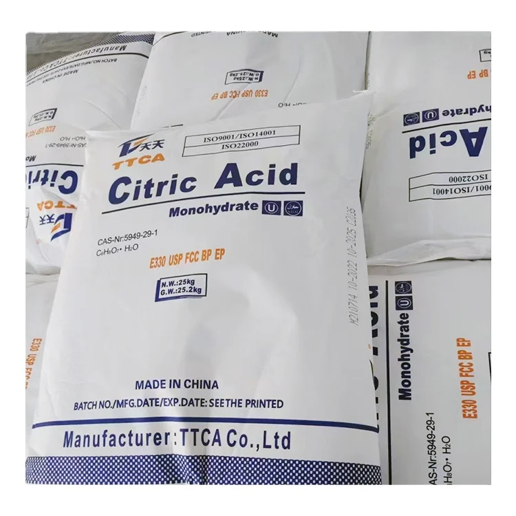 YDAWAY Food Additives Acidity Regulators Citric Acid Powder 25kg Citric Acid Food Grade Monohydrate Anhydrous