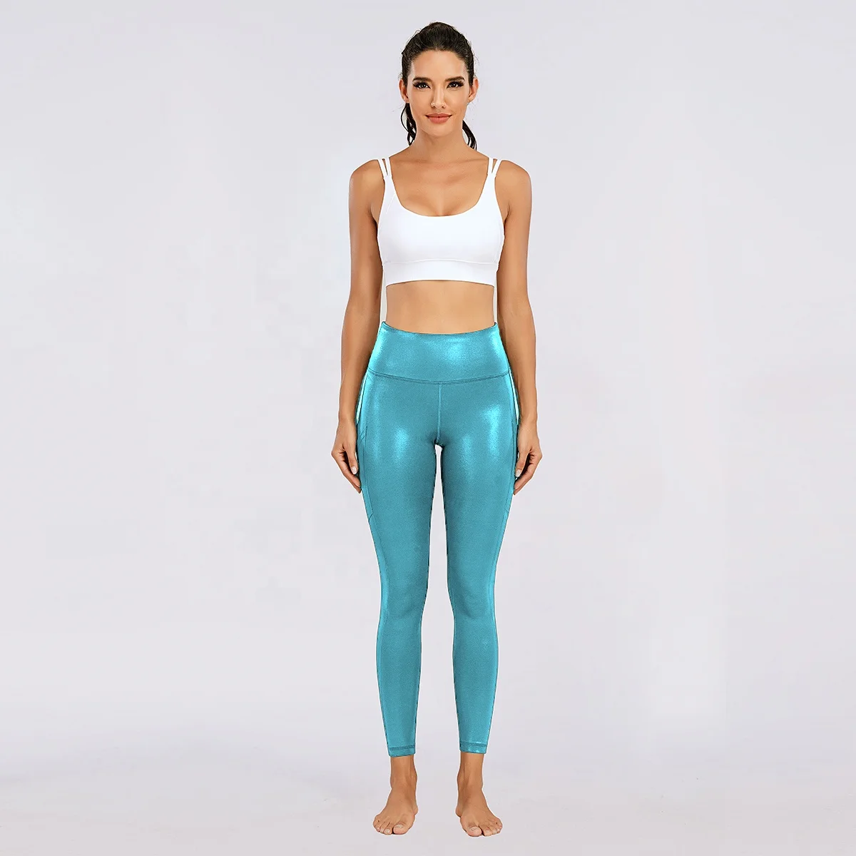 Be Fit Blue Shiny Bra Top - Be Fit Apparel
