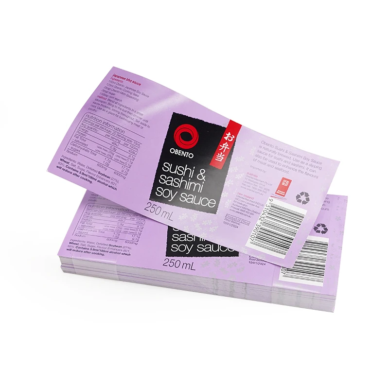 Printing Waterproof Food Logo Brand Roll Vinyl Label Pvc Paper Sticker