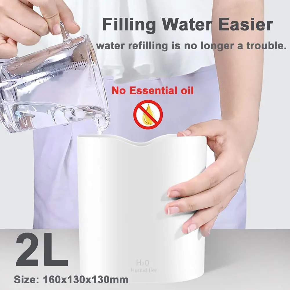 2200ML USB Air Humidifier for Office Double Spray Port Essential Oil Aromatherapy Diffuser Cool Mist Maker Fogger for Home