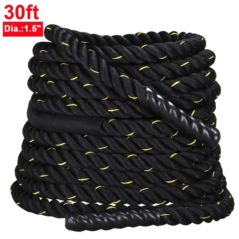 Deaft Rope 100% Poly Dacron Black Heavy Battle Rope for Strength Training