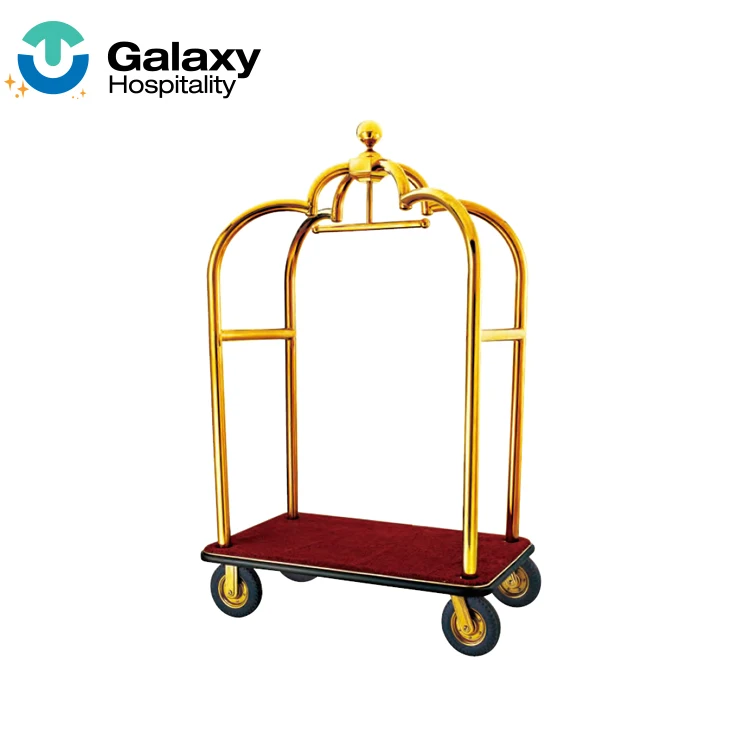 ELIYA Wholesale Price Stainless Steel  Hotel Lobby Luggage Bellman Serving Cart Trolley
