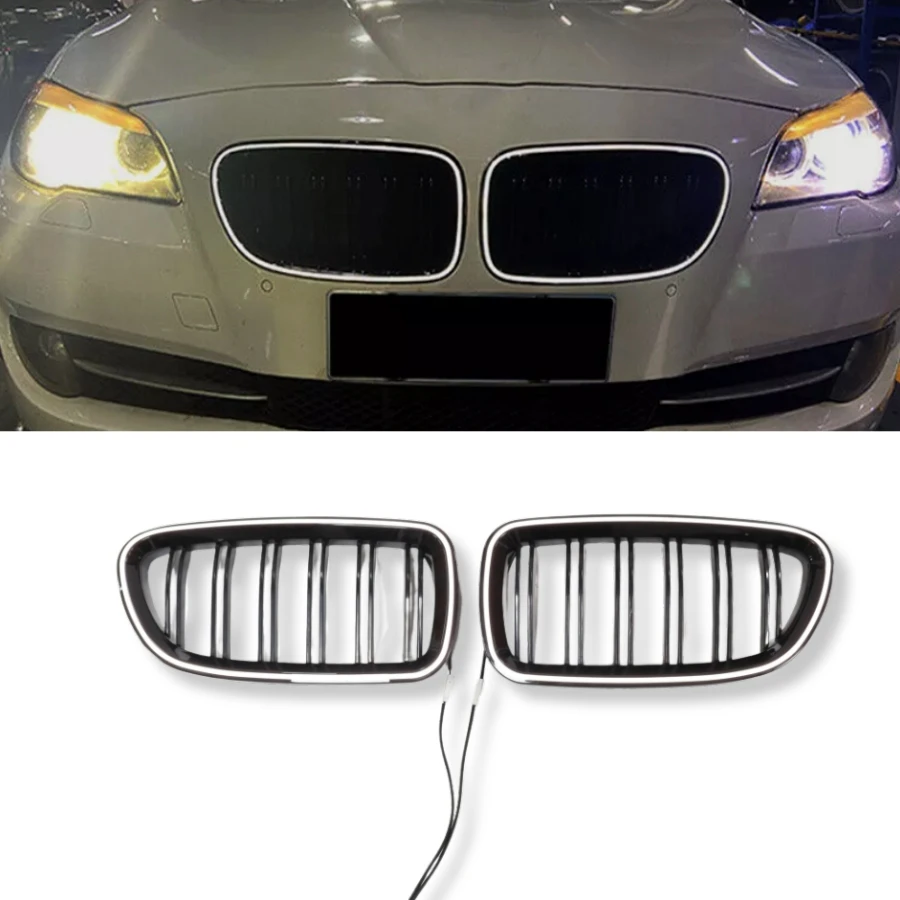 TIYPEOR for BMW 5 Series F10 F11 2010 - 2014 2015 2016 With LED Gloss Black Bumper Kidney Grille
