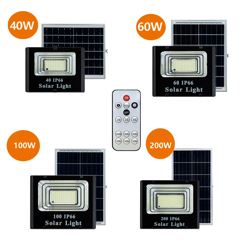 Solar Power Ip66 Security Projector 100W  200W 300W Industrial Outdoor Billboard Reflector portable Led solar flood lights