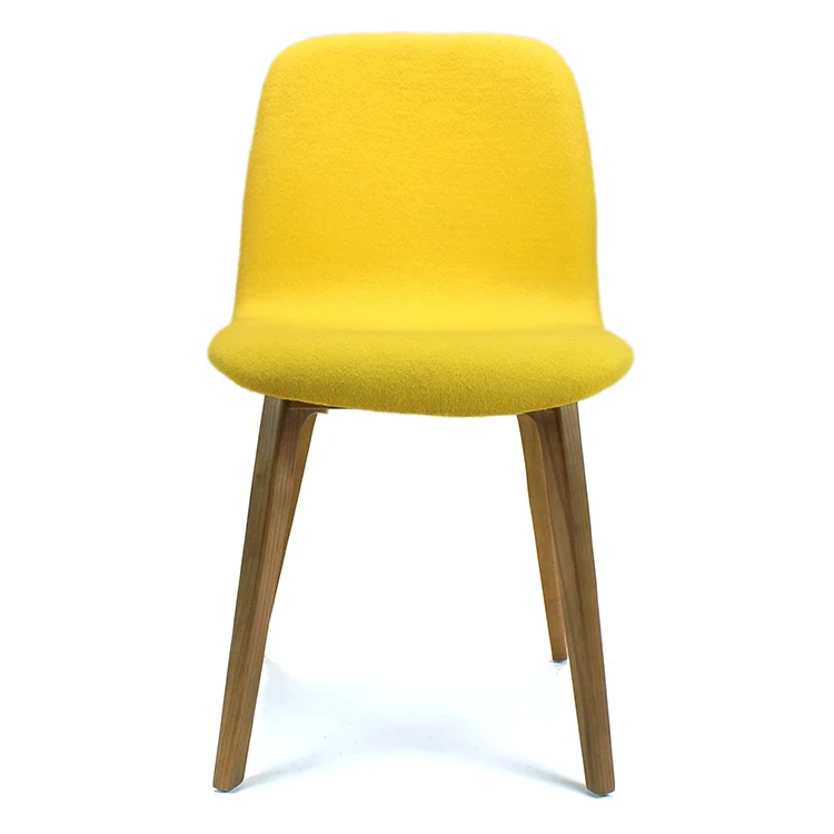 Nordic OEM Commercial Chain Hotel Cafe Shop Restaurant Furniture Wood Frame Upholstered Yellow Color Velvet Fabric Dining Chairs