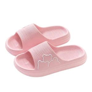 Open-Toe Indoor Summer for Slippers for Couples Women's Trendy Style Soft EVA Anti-Slip Waterproof Candy Colors for Home Use