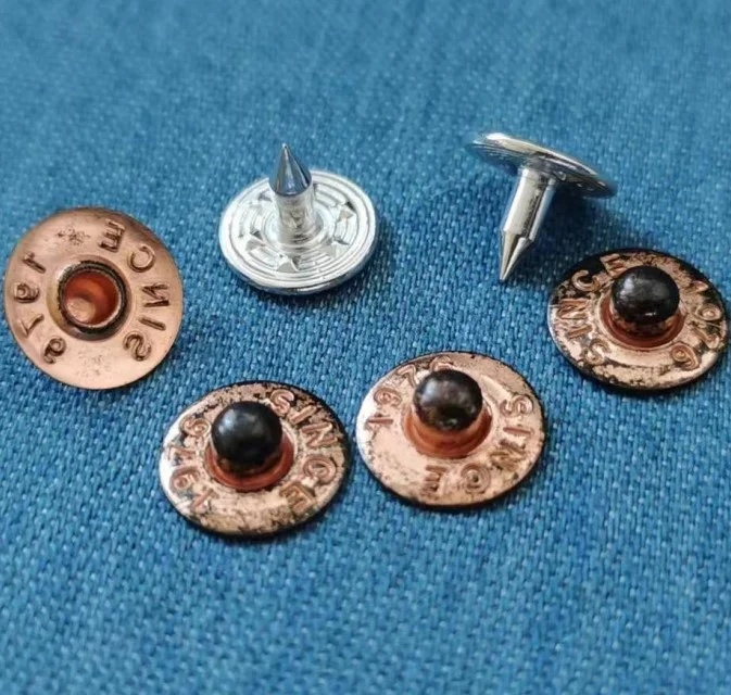 Модные черные медные на заказ логотип металлические джинсы заклепки для джинсовой ткани