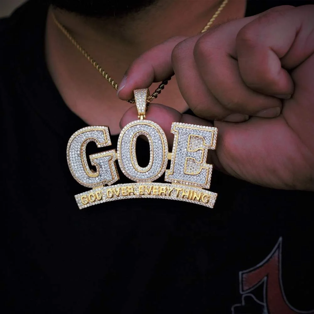 14K Bi-Color Gold Finish God Over newest Everything Pendant + Free Chain