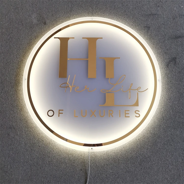 Custom Business Sign Led Logo Backlit Gold Metal Letters Sign ...