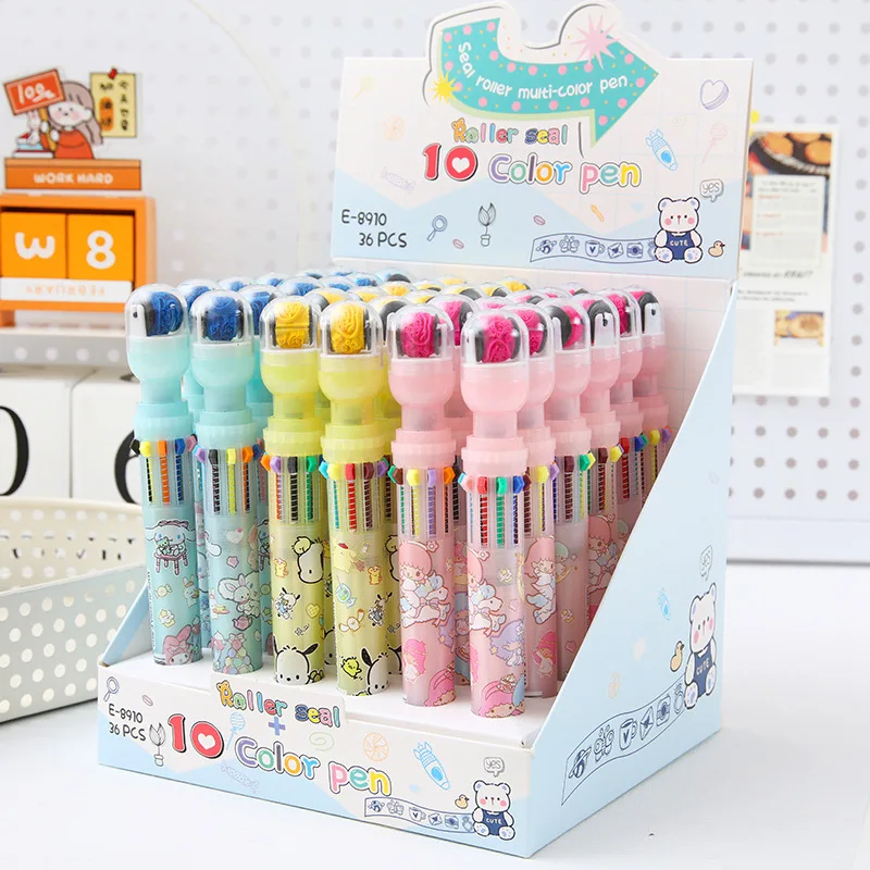 Cartoon Roller Seal Ten Color Ballpoint Pen With High Appearance Value