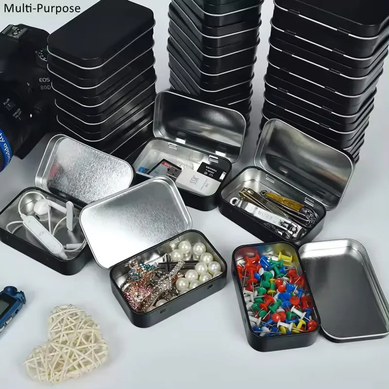 OEM Custom Printed Silver Rectangular Hinged Tin Case With Lid Gift Packaging Food Grade Container Metal Tin Can Box