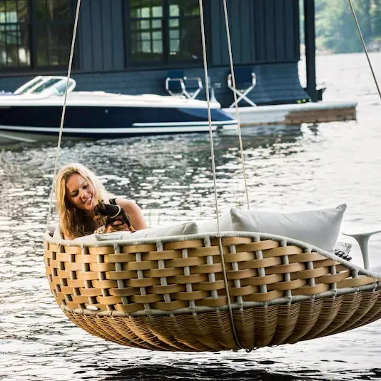 Современный плетеный шезлонг с алюминиевым каркасом, подушка, шезлонг, открытый, для спальни, отеля, бассейна, ротанга, качели, садовая мебель