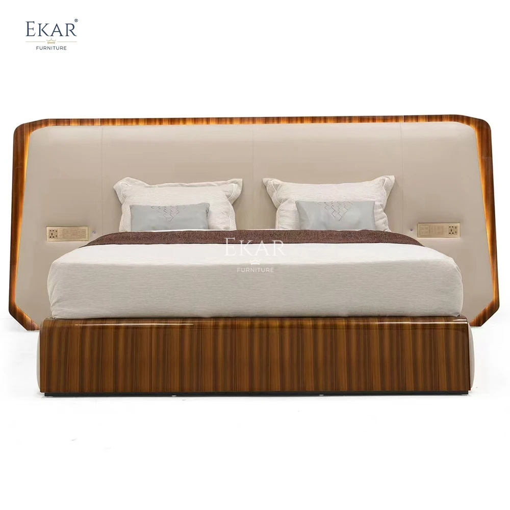 Modern Stylish Wide-Screen Solid Wood Bed Soft Functional Design for Bedroom Comfort factory