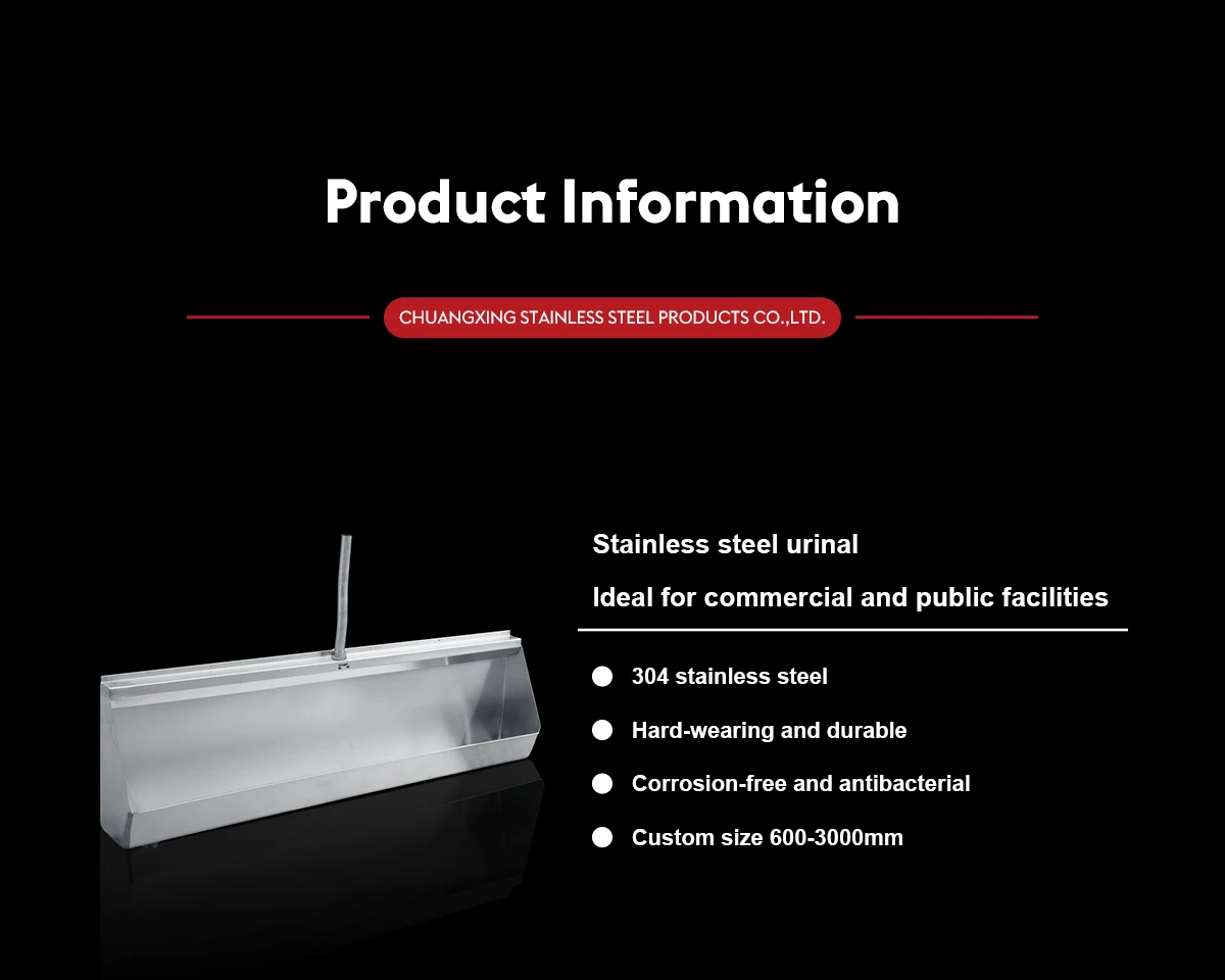 Customized Size Long Urinal Stainless Steel Wall Hung Men's Urinal