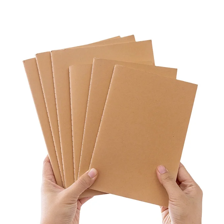 Buch umschlag aus braunem Kraft papier im Format A5 aus recyceltem Bambus  papier mit Nh bindung fr bungs schreiben und Buchdruck