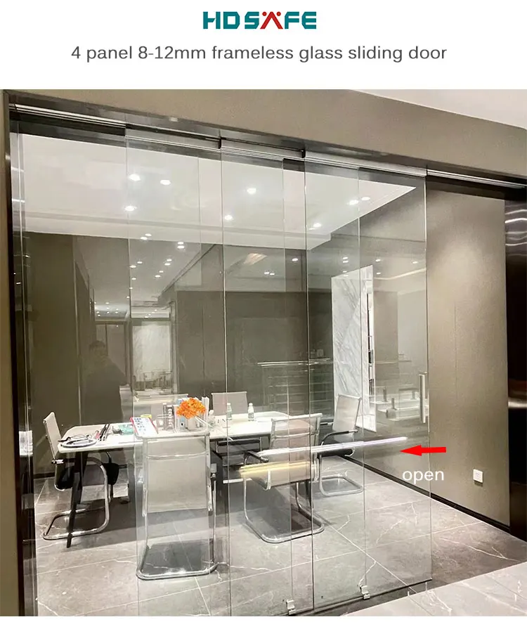 Office Sliding Frameless Glass Door Tracks Accessories Soft Close 812mm Glass Wall Interior