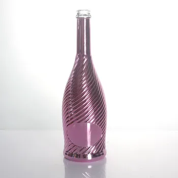 Liquor Wine Whiskey Vodka Electroplating Glass Bottles Golden Silver Purple Gradient Color 750ml SPIRITS Cork Round 750 Ml 220mm