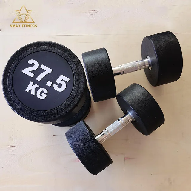 Wholesale China Manufacturer Custom Free Weight Gym Equipment 2.5-50 KG Set rubber round head dumbbell