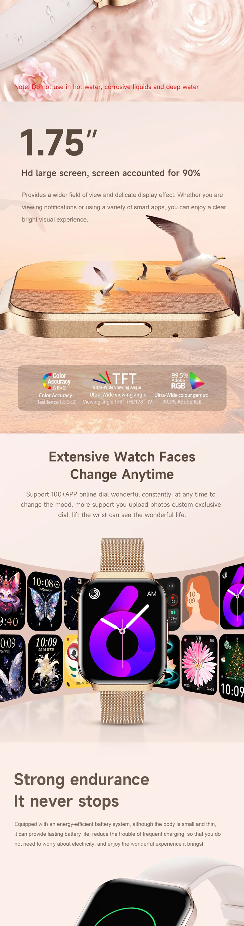 product karen m new women smart watch km86 thin aluminum alloy case silicone strap ip67 waterproof bt call smartwatch 2025-2