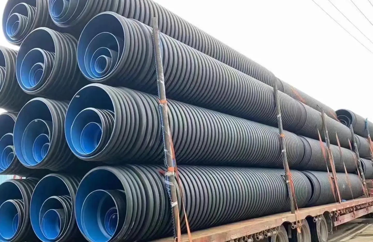 HDPE Double Wall Corrugated Tube Pipe Diameter DN 80 DN300 DN800 DN1000 DN1200 DN4000 MM HDPE Plastic Culvert Drainage Pipe
