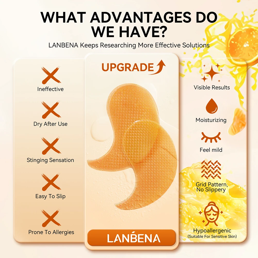 LANBENA Wholesale Vitamin C Moisturizing Whitening Remove Dark Circles Hydrogel Eye Patches details