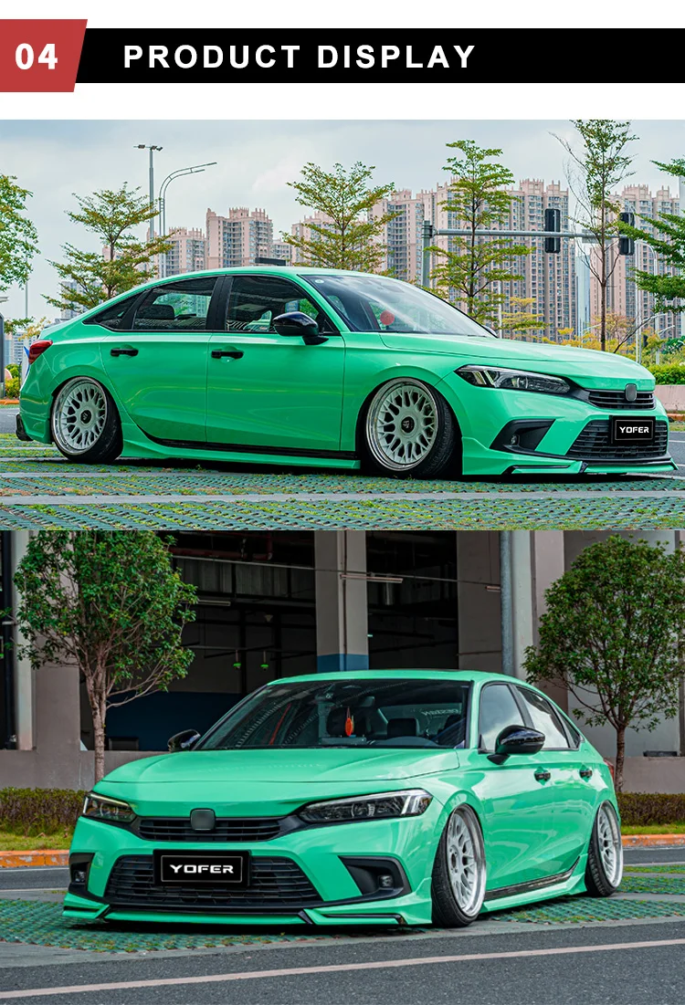 Yofer Modified Car Front Rear Bumpers Lip Side Skirts Spoiler Tailpipe ...