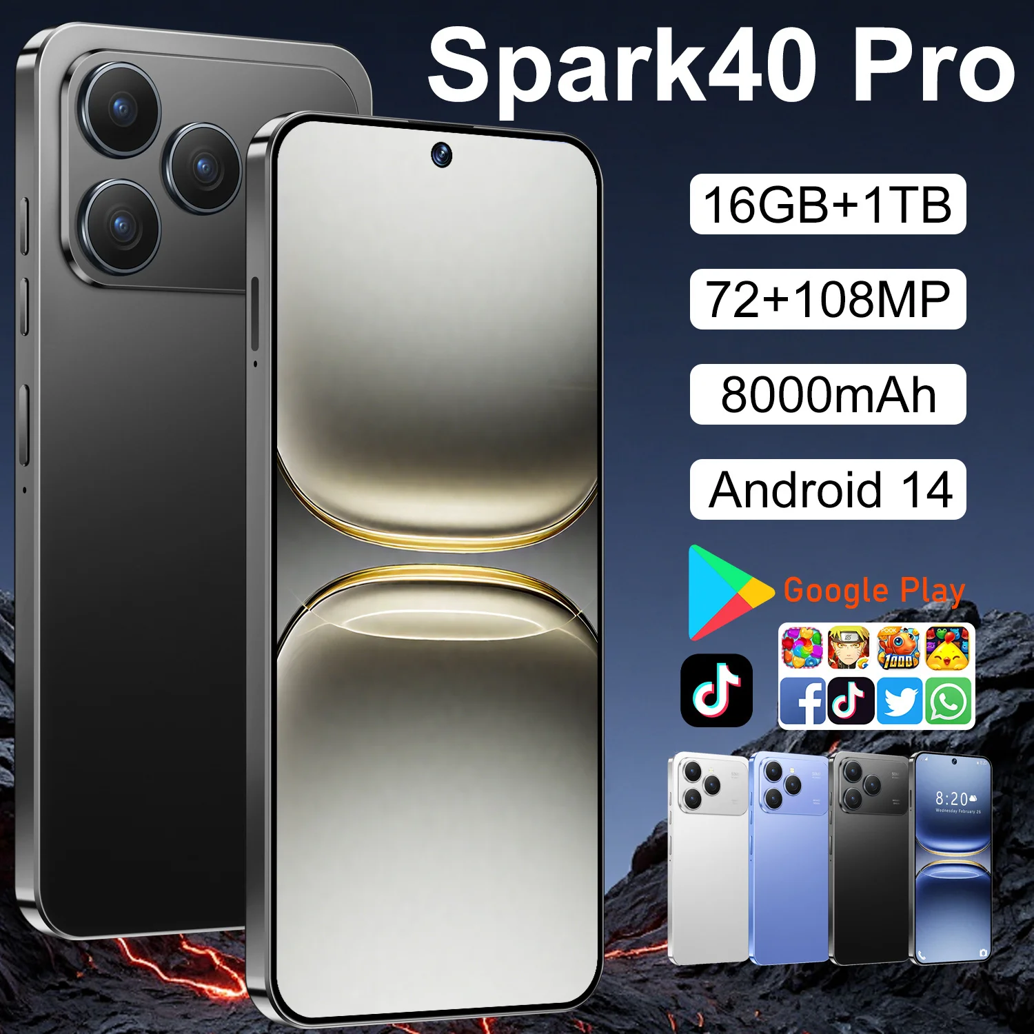 Hot Selling Tecno Spark 40 Pro 4g 5g Android Smartphone 2 Sim