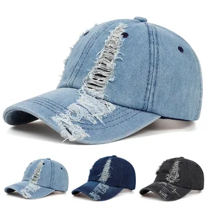 Summer Women Casual Washed Cotton Ripped Baseball Cap European Style Adult Fitted Hat Dad Cap Snapbacks Hat Gorros Hip Hop