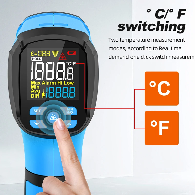 Mestek IR05 Pyrometer Digital Infrared Thermometer Gun Temperature Measurement Electronic Hygrometer Industry  Thermometer