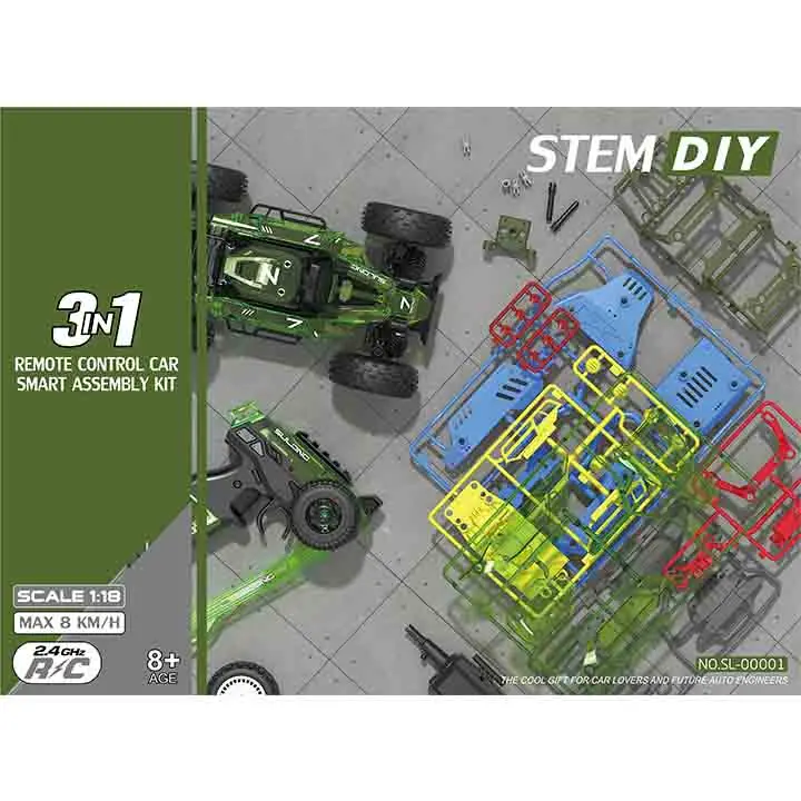 STEM Building Toy 3 in 1 Educational RC Racer Set Remote Control Car Model Assembly Early Learning Brick Roadster Diy Car Kits