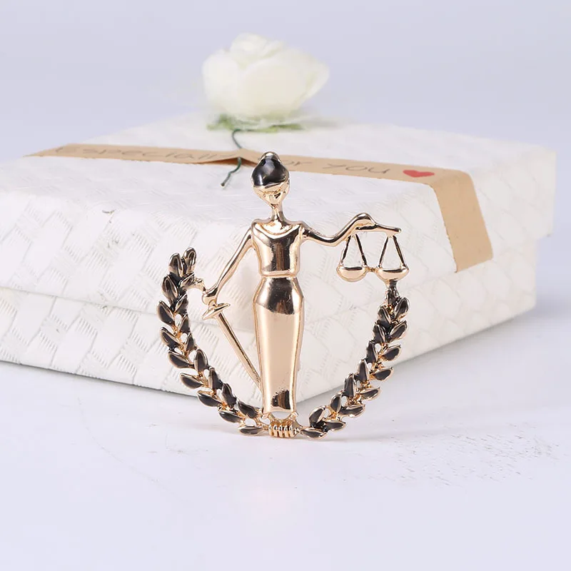 Luxury Women Justice Lawyer Brooch Pin Libra for Cloth Decoration