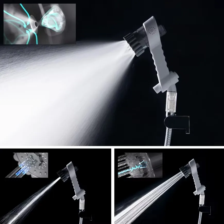 Mirable zero general-purpose three distinct water flow modes luxury multifunctional shower head