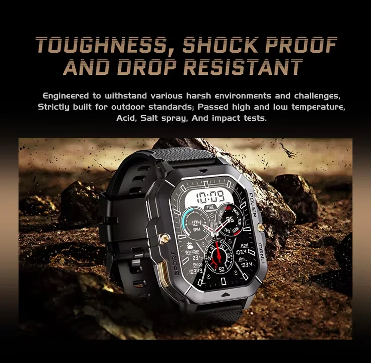 C28スマートウォッチアウトドアスマートウォッチ心拍数男性用血中酸素