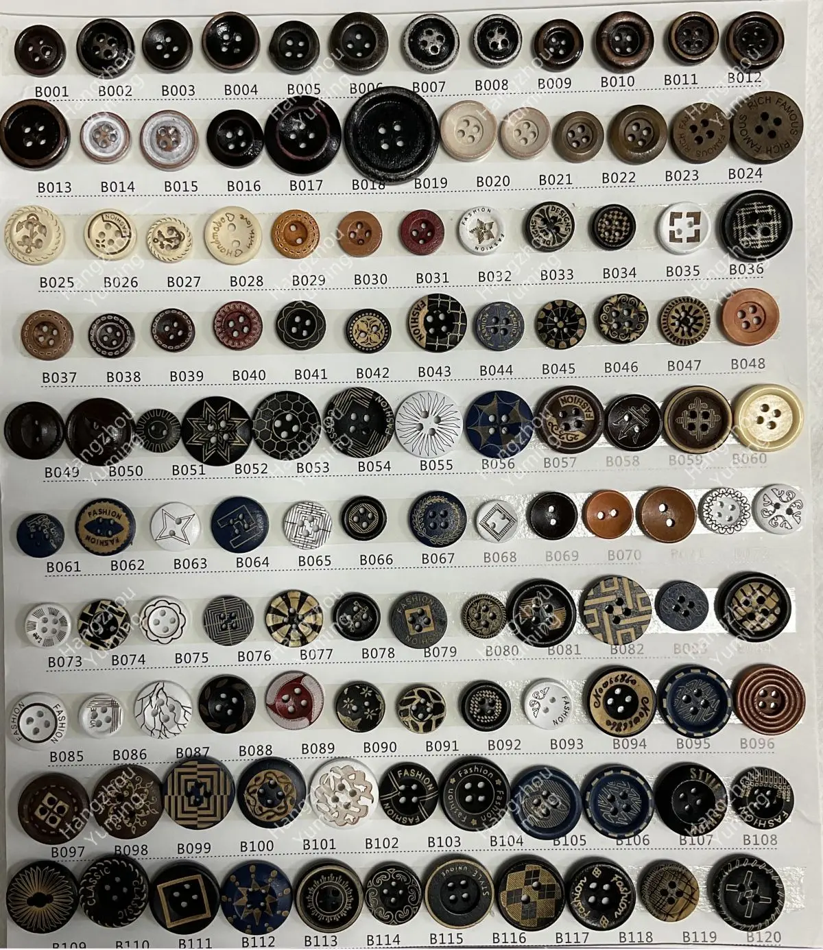 Personalized Logo Wooden Buttons With 4 Holes Pattern Wood Buttons Garments Dresses Bags Crafts Decoration Featuring Rhinestones