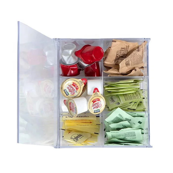 VONVIK Transparent Tea Bag Storage Box 6 Compartments Acrylic Tea Bag Organizer