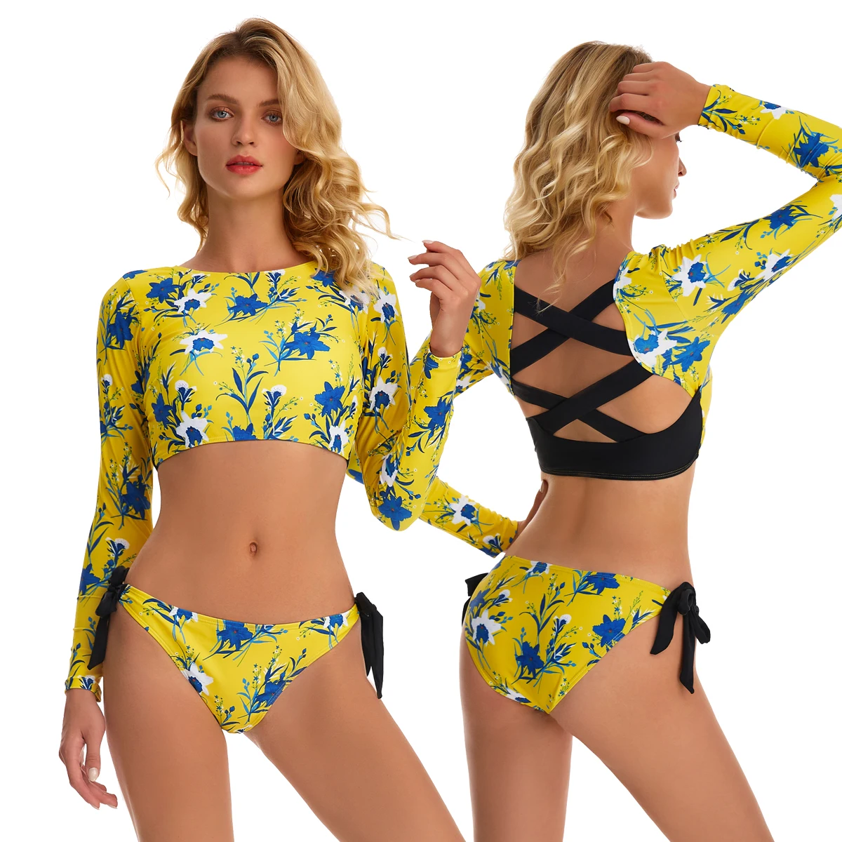 Women Two Piece Rash Guard Swimsuits Uv Upf 50+ Swim Shirt Bathing Suit