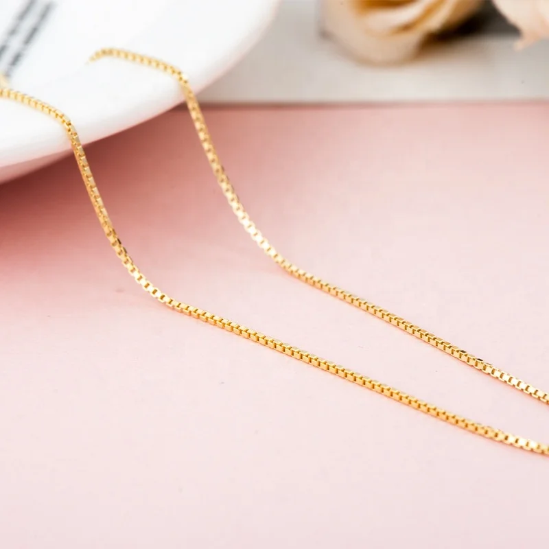 16-20 Inch 18k Gold Rose Gold Thin Box Chain Necklace 925  Sterling Silver Chain