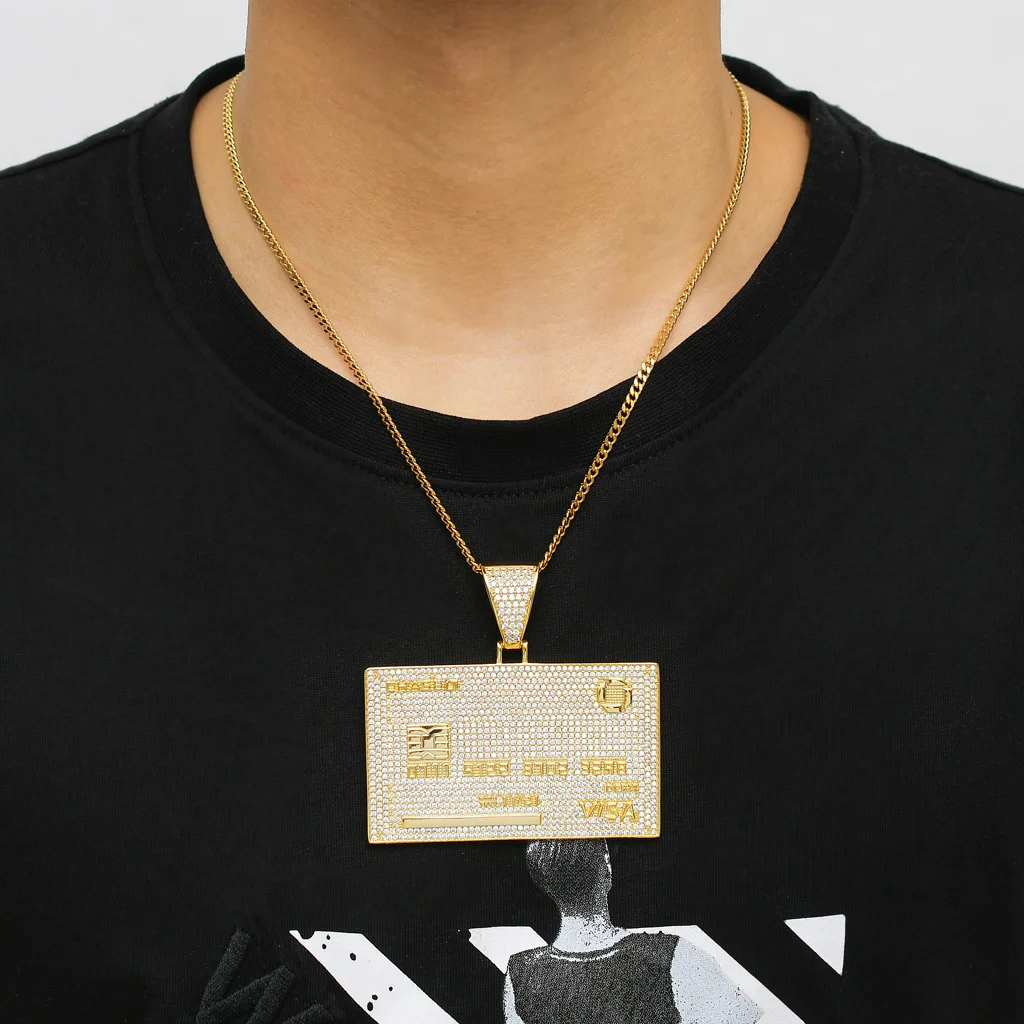 Ice Out Hip Hop Costume Jewelry Micro Paved Diamond Bank Credit