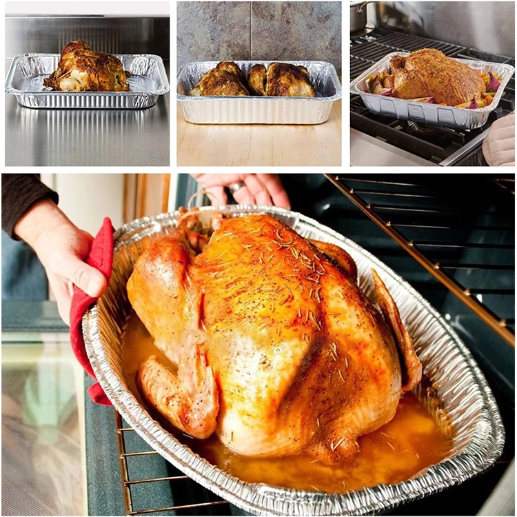 product tia tb86 food grade 7200ml large size turkey baking tray  deep foil container catering disposable aluminum foil oval-2