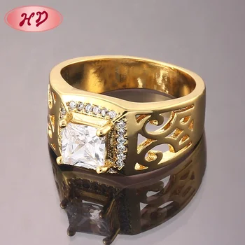 Fine Jewelry Mens Big Diamond 18k Gold Plated Ring Wedding Rings For Men